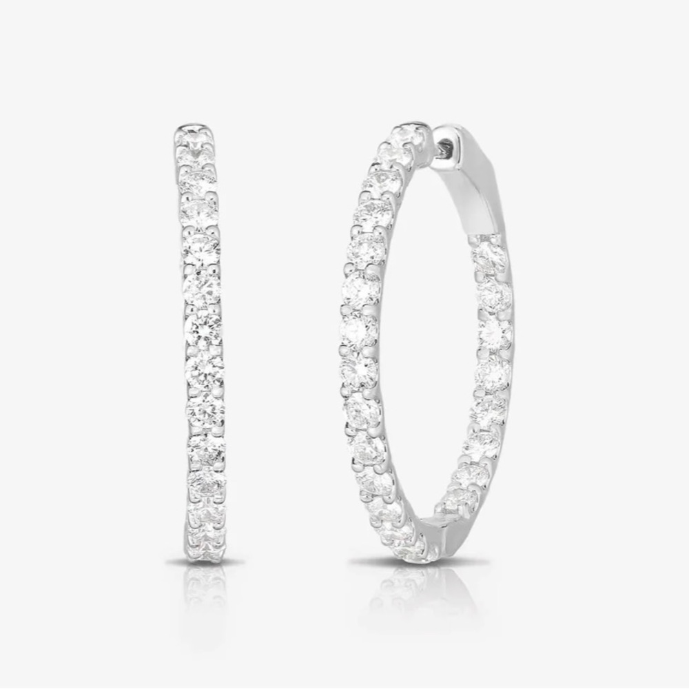 Inside Out White Gold 1ct Diamond Hoop Earrings